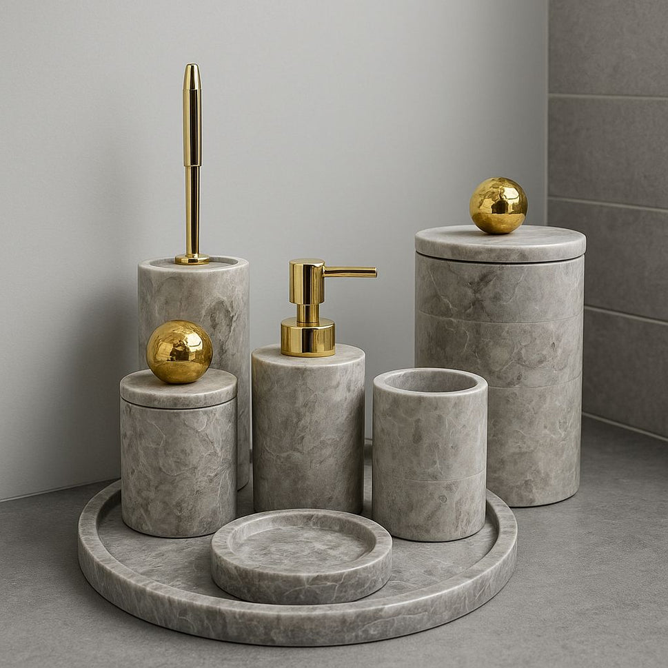 Silver Travertine 6-Piece Bathroom Set