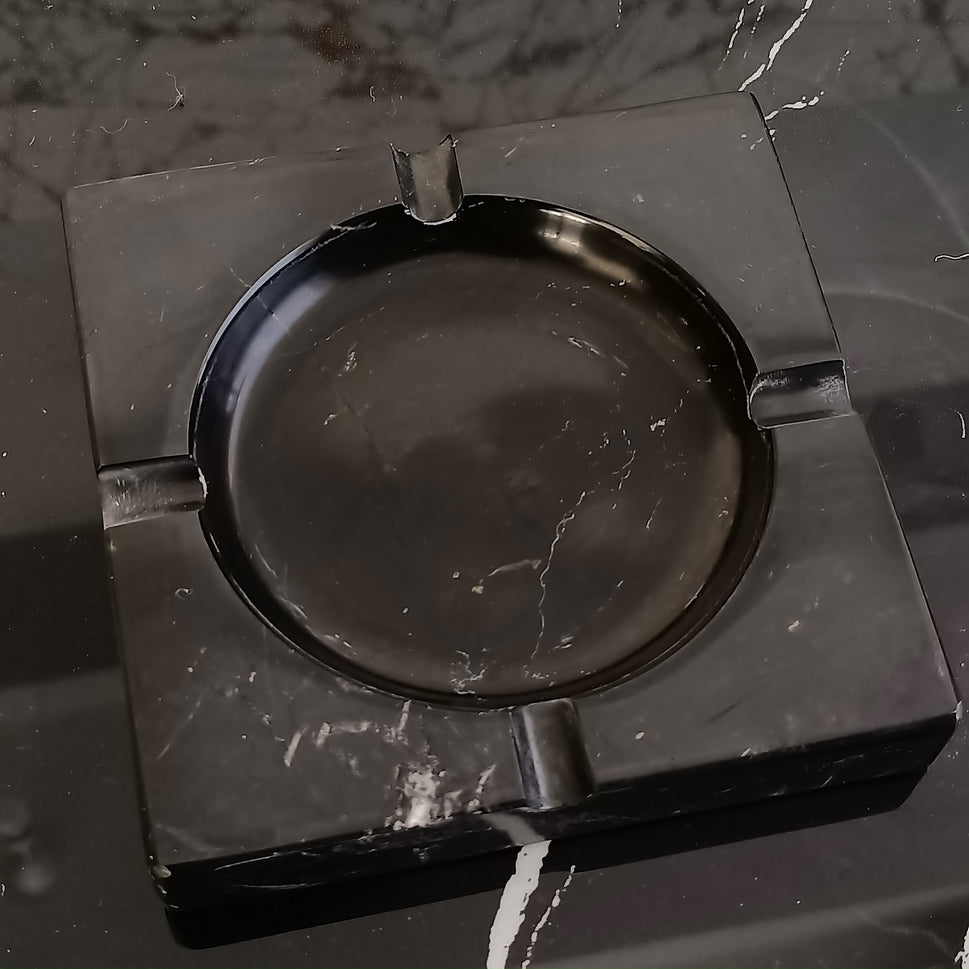 Black Marble Square Ashtray