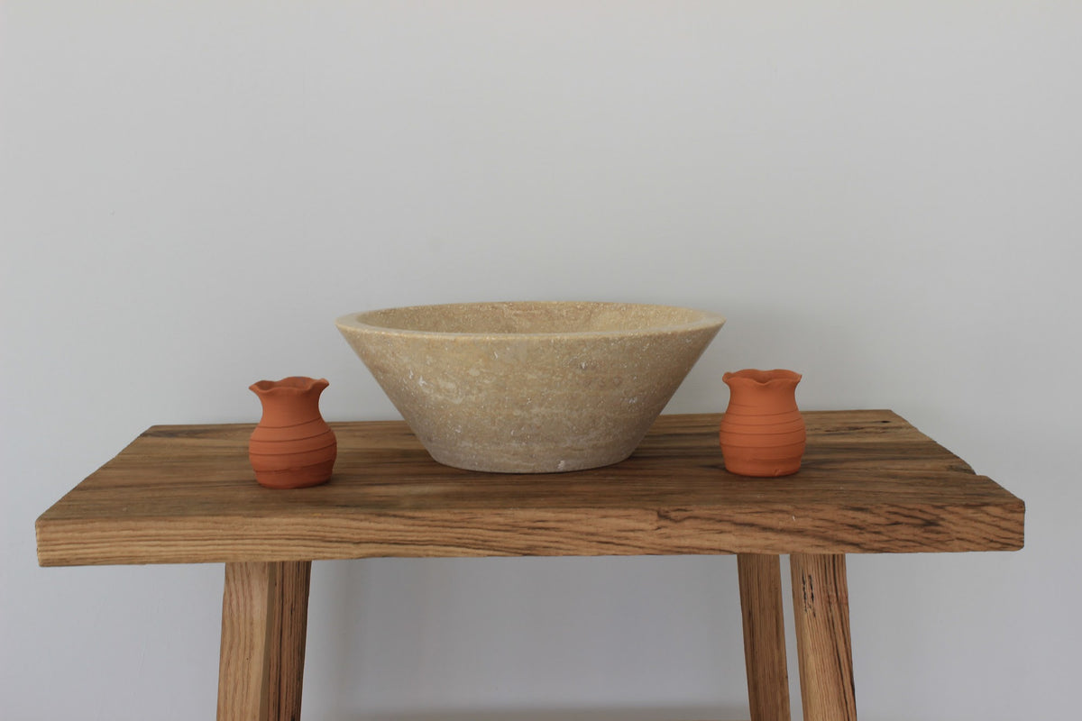 Conical Travertine Vessel Sink