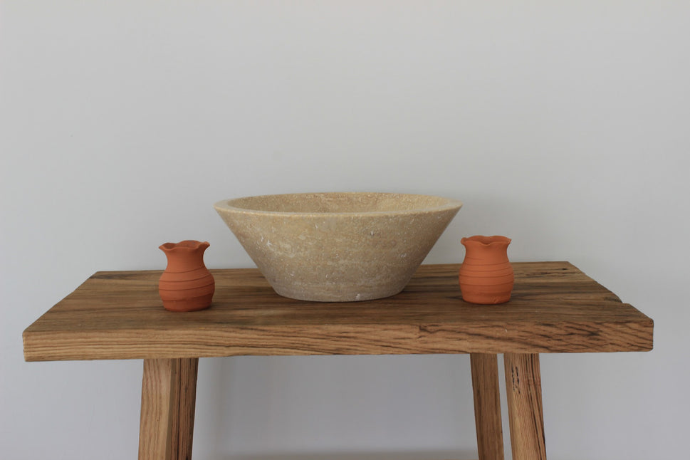 Conical Travertine Vessel Sink