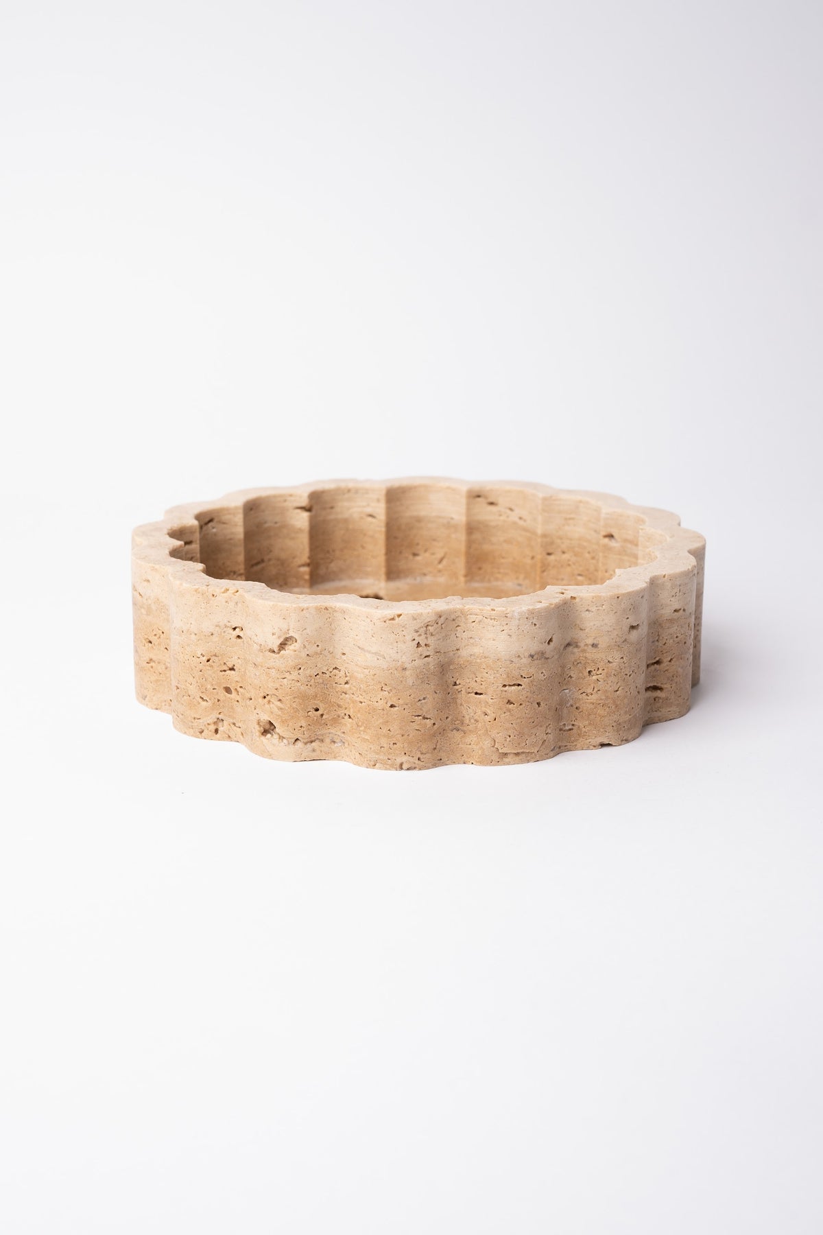 Scalloped Travertine Low Bowl