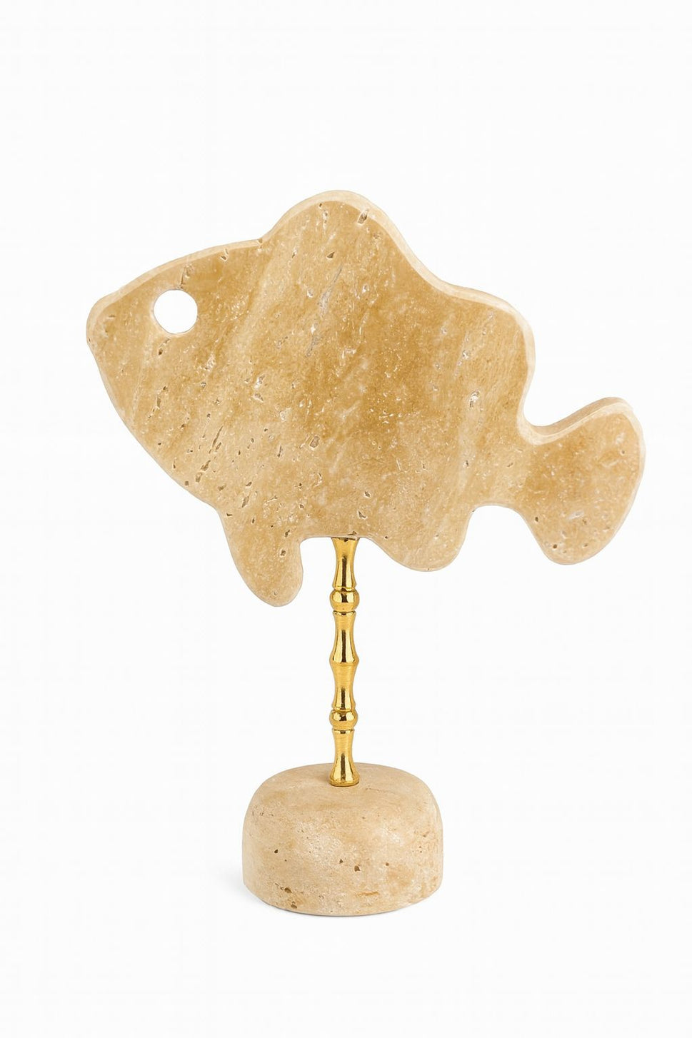 Travertine Fish Pair on Brass Stems