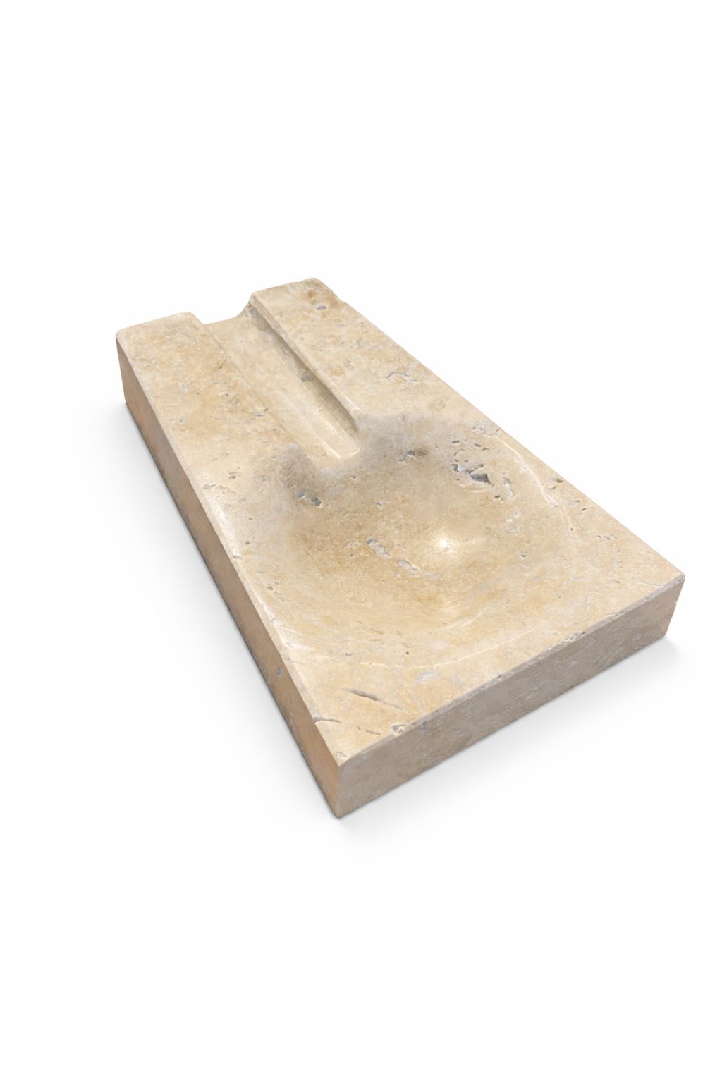 Travertine Cigar Ashtray – handcrafted natural beige travertine, view 3