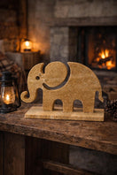Switch Travertine Elephant Sculpture – handcrafted natural stone, view 3 3 image