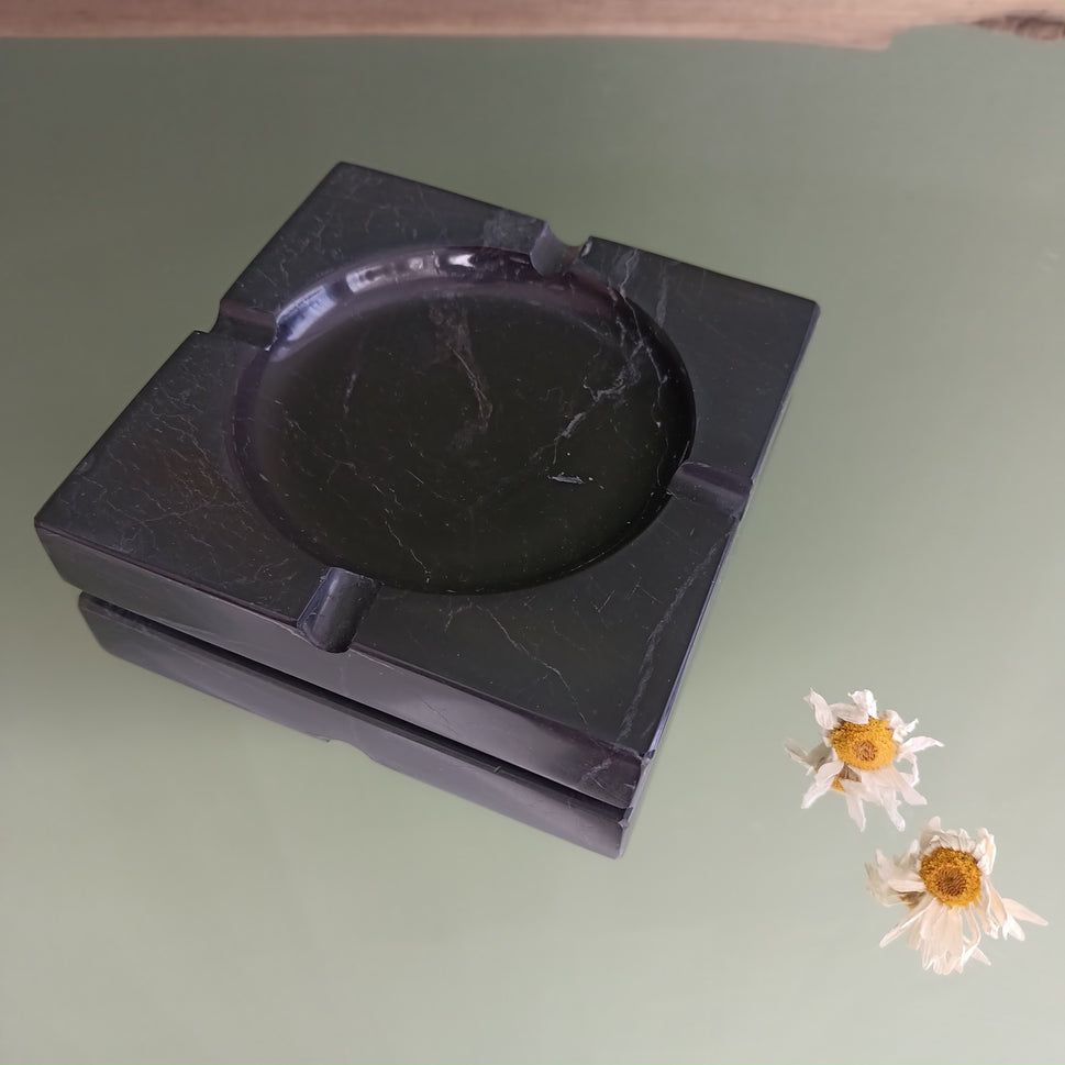 Black Marble Square Ashtray