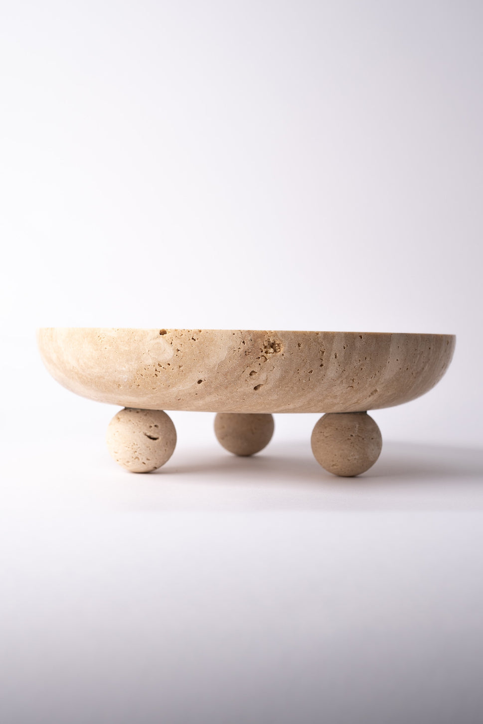 Footed Travertine Catchall Tray