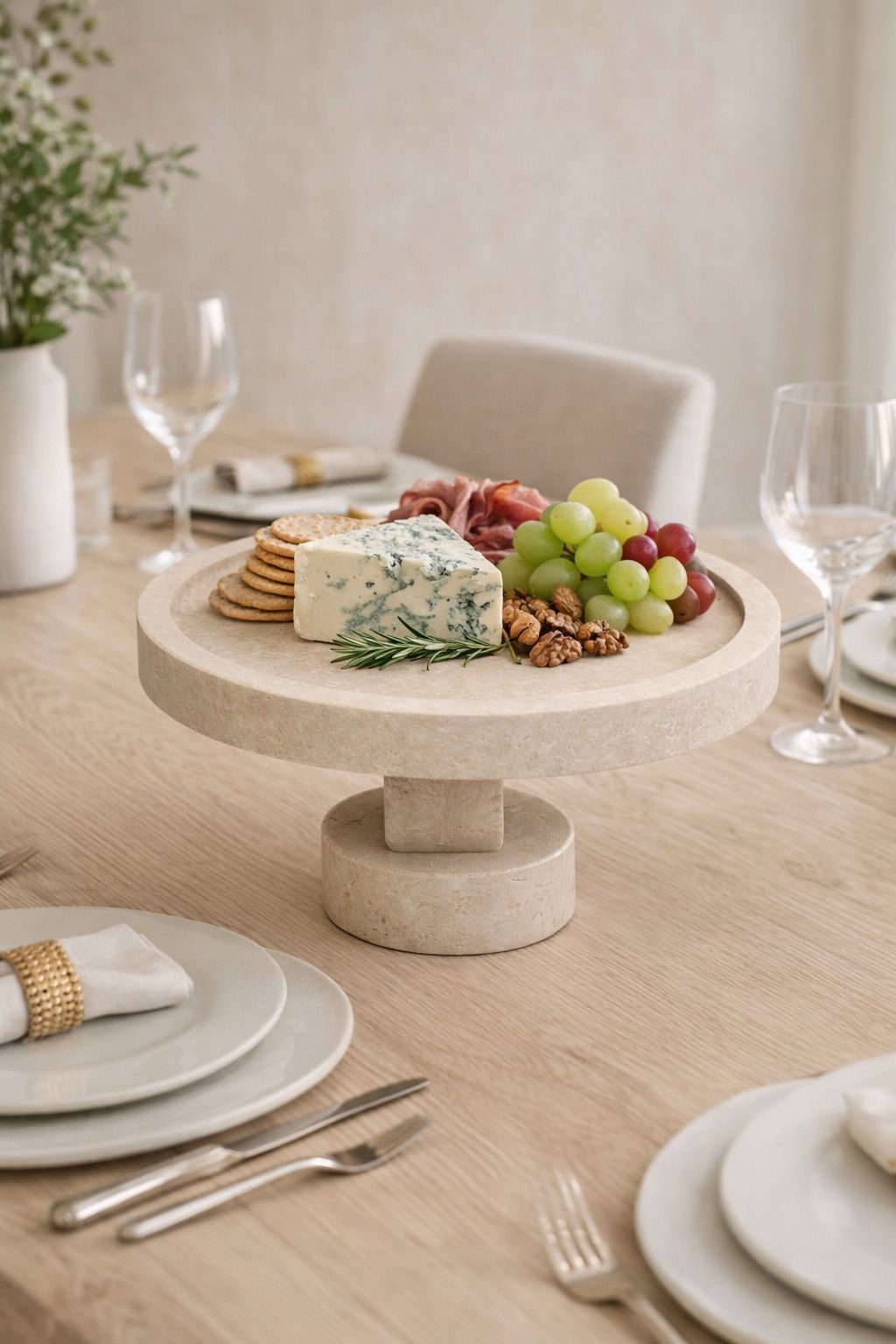Travertine Pedestal Cake Stand