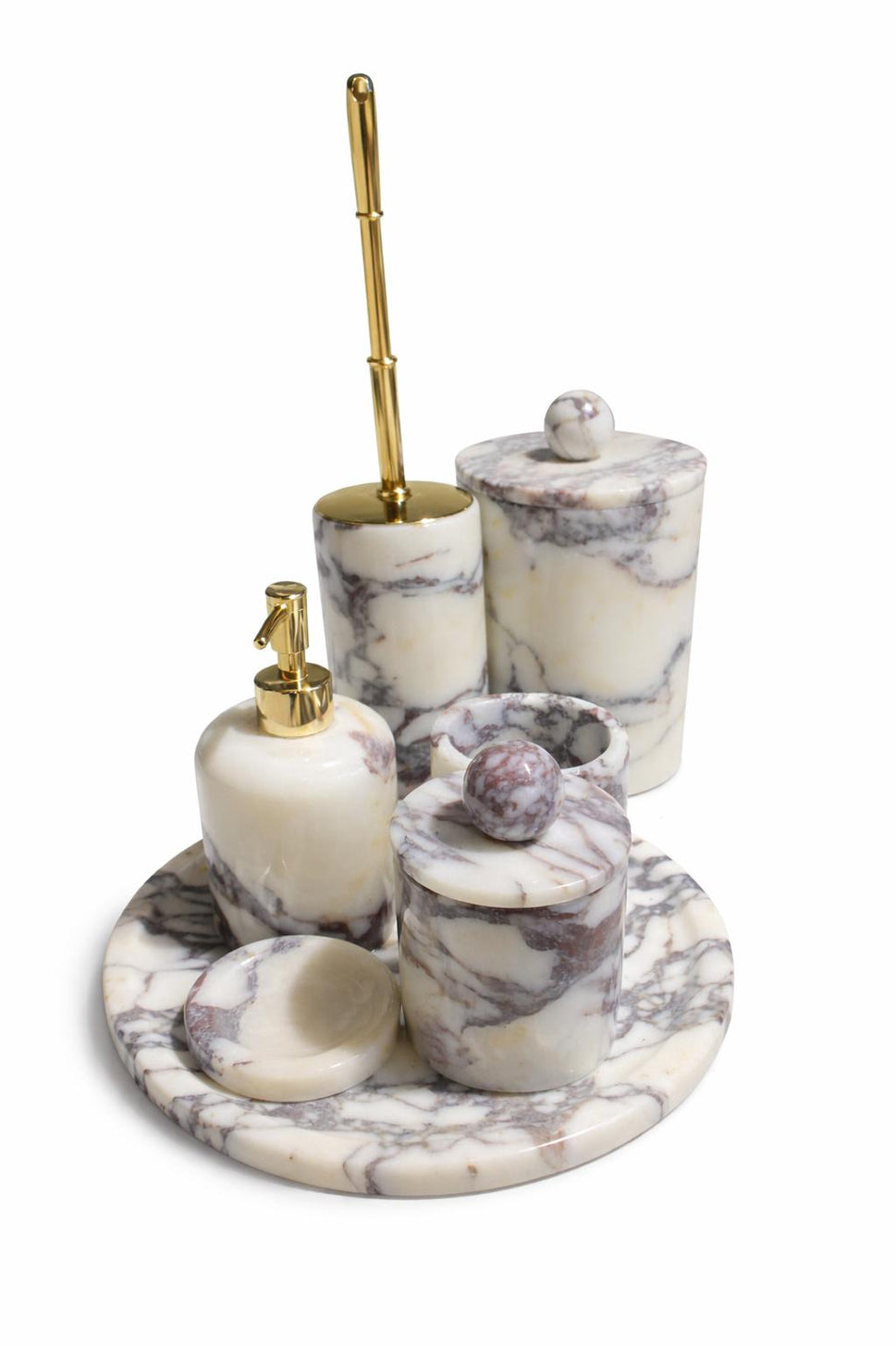 Calacatta Viola 7-Piece Bathroom Set with Toilet Brush