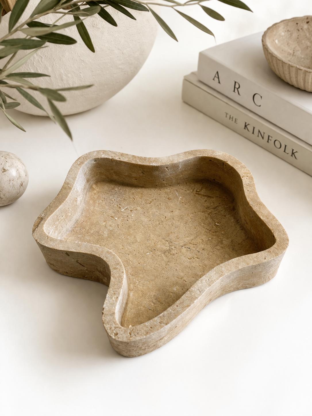 Organic Travertine Catchall Tray