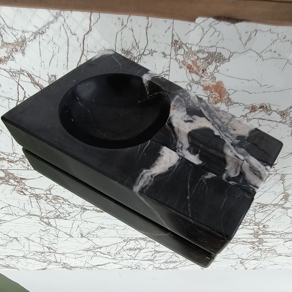 Black Marble Rectangular Cigar Ashtray