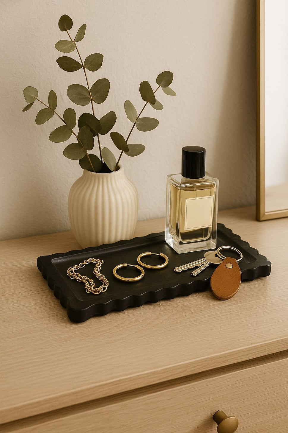 Black Marble Scalloped Vanity Tray