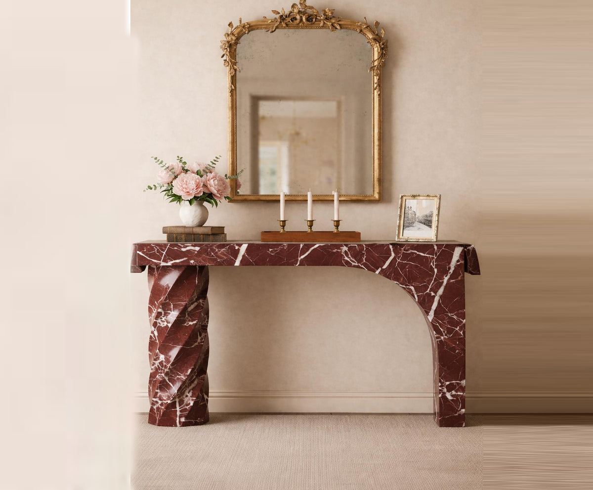 Rosso Levanto Marble Arch Console Table – handcrafted natural rosso levanto, view 2