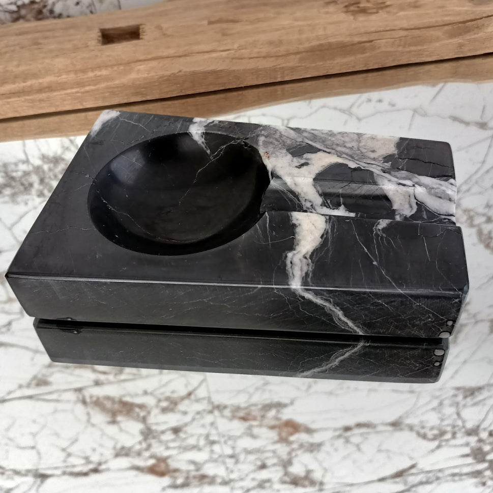 Black Marble Rectangular Cigar Ashtray