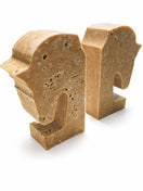 Switch Travertine Horse Head Bookends – handcrafted natural beige travertine, view 2 2 image
