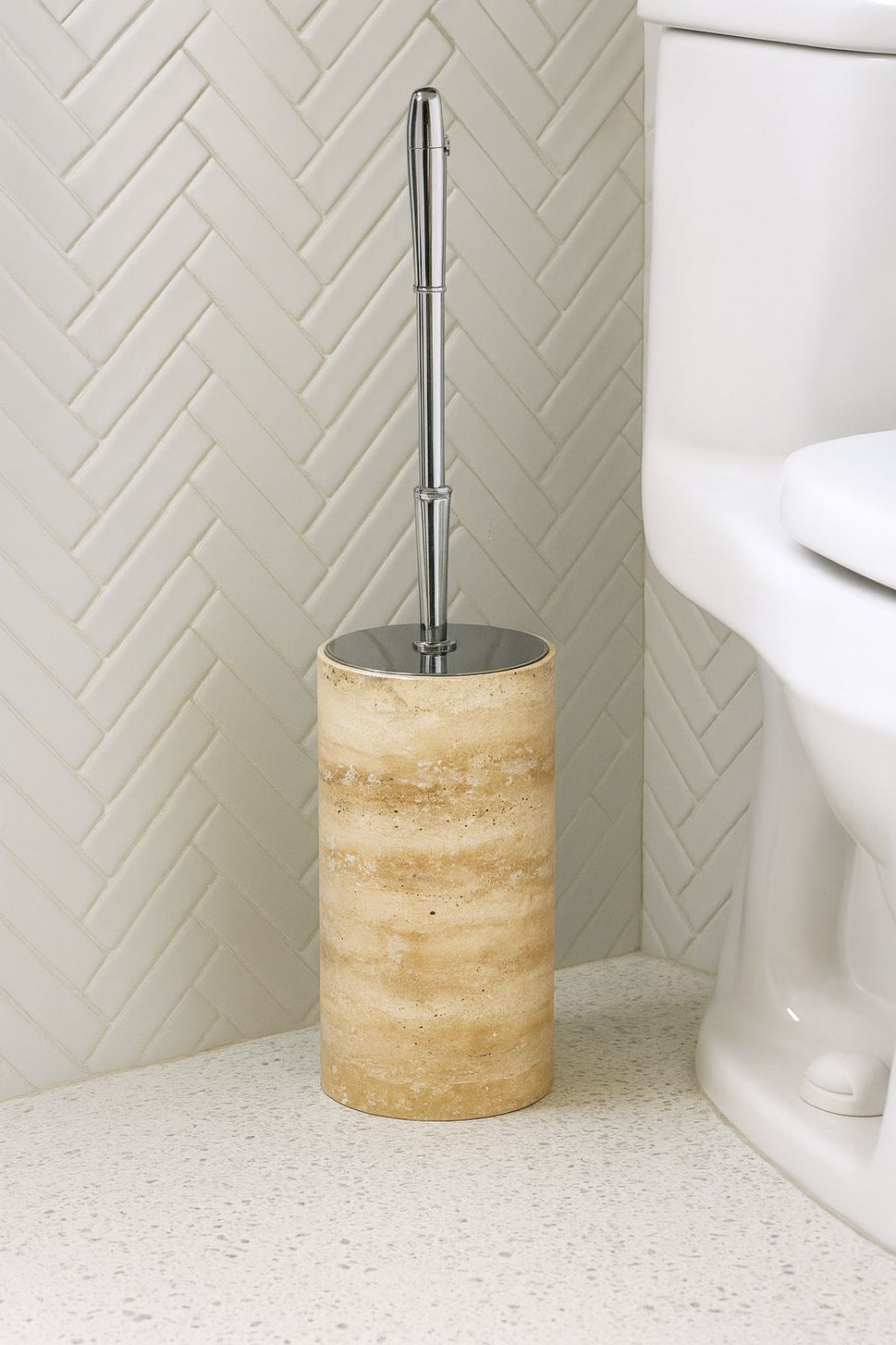 Travertine Toilet Brush Holder