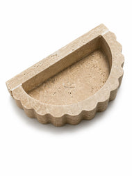 Scalloped Half-Moon Travertine Tray