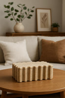 Switch Fluted Travertine Box with Lid – handcrafted natural beige travertine, view 2 2 image