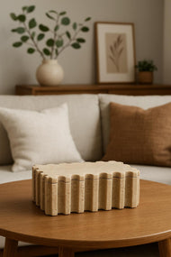 Fluted Travertine Box with Lid