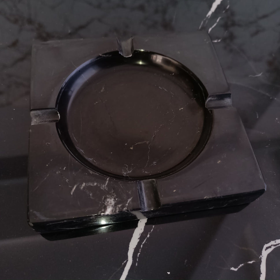 Black Marble Square Ashtray