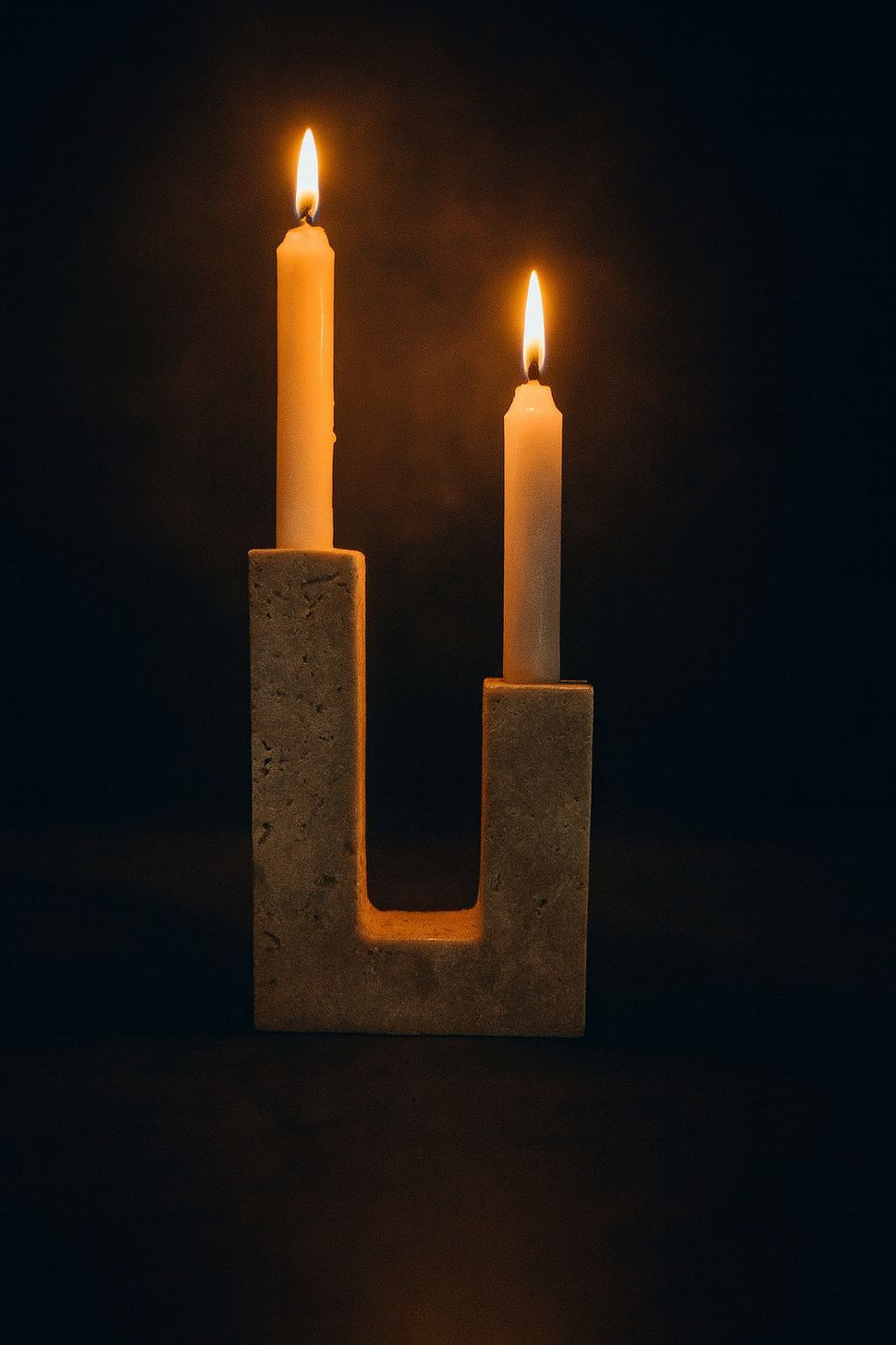 U-Shape Stone Double Candle Holder