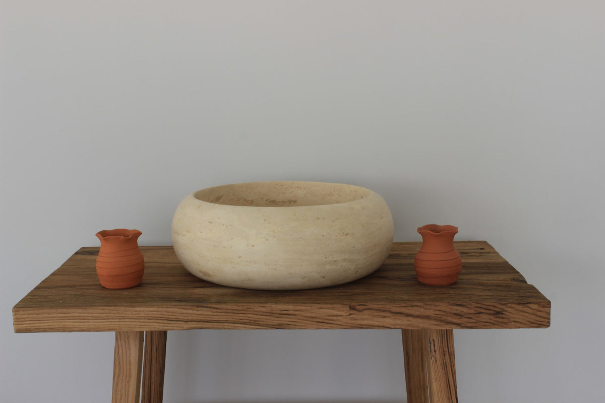 Hand-Carved Zen Pebble Limestone Vessel Sink – handcrafted natural stone, view 6