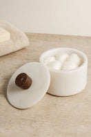 Switch White Marble Jar with Wood Knob – handcrafted natural white marble, view 3 3 image
