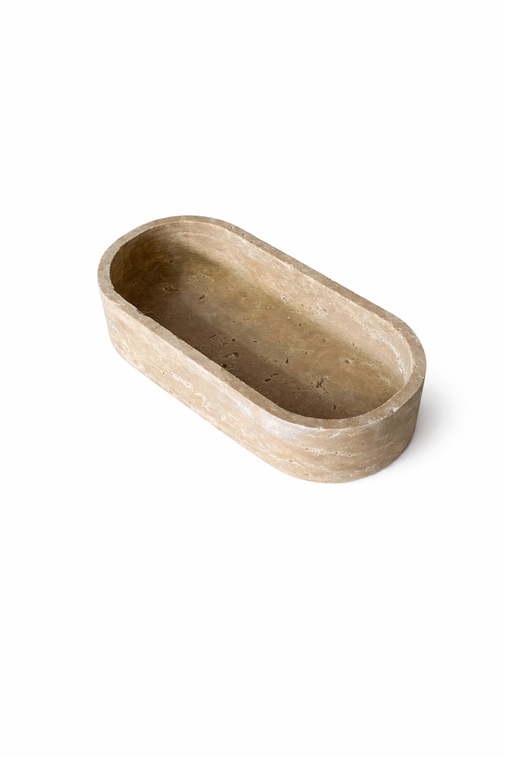 Oval Travertine Vanity Tray – handcrafted natural stone, view 9