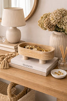 Switch Oval Footed Travertine Tray Bowl – handcrafted natural beige travertine, view 3 3 image