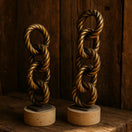 Switch Brass Chain Link Sculptures on Travertine – handcrafted natural beige travertine, view 2 2 image