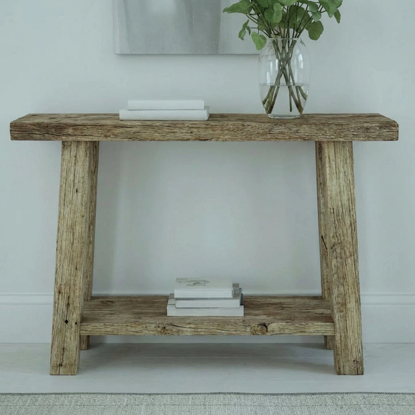 Rustic Entryway Wooden Console Table - Live Edge Wood Bench