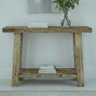 Rustic Entryway Wooden Console Table - Live Edge Wood Bench