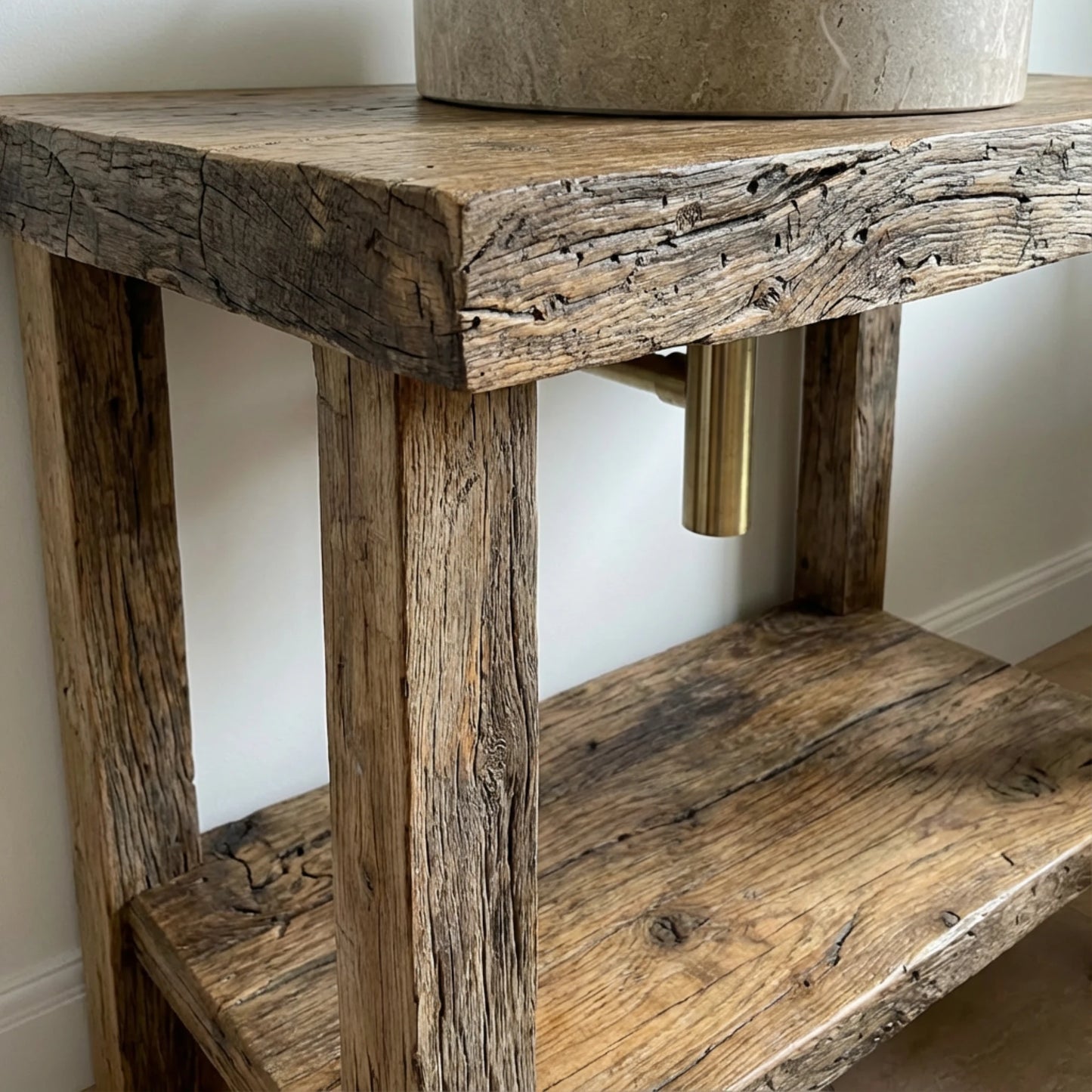 Rustic Bathroom Single or Double Sinks Vanity - Narrow Live Edge Wood