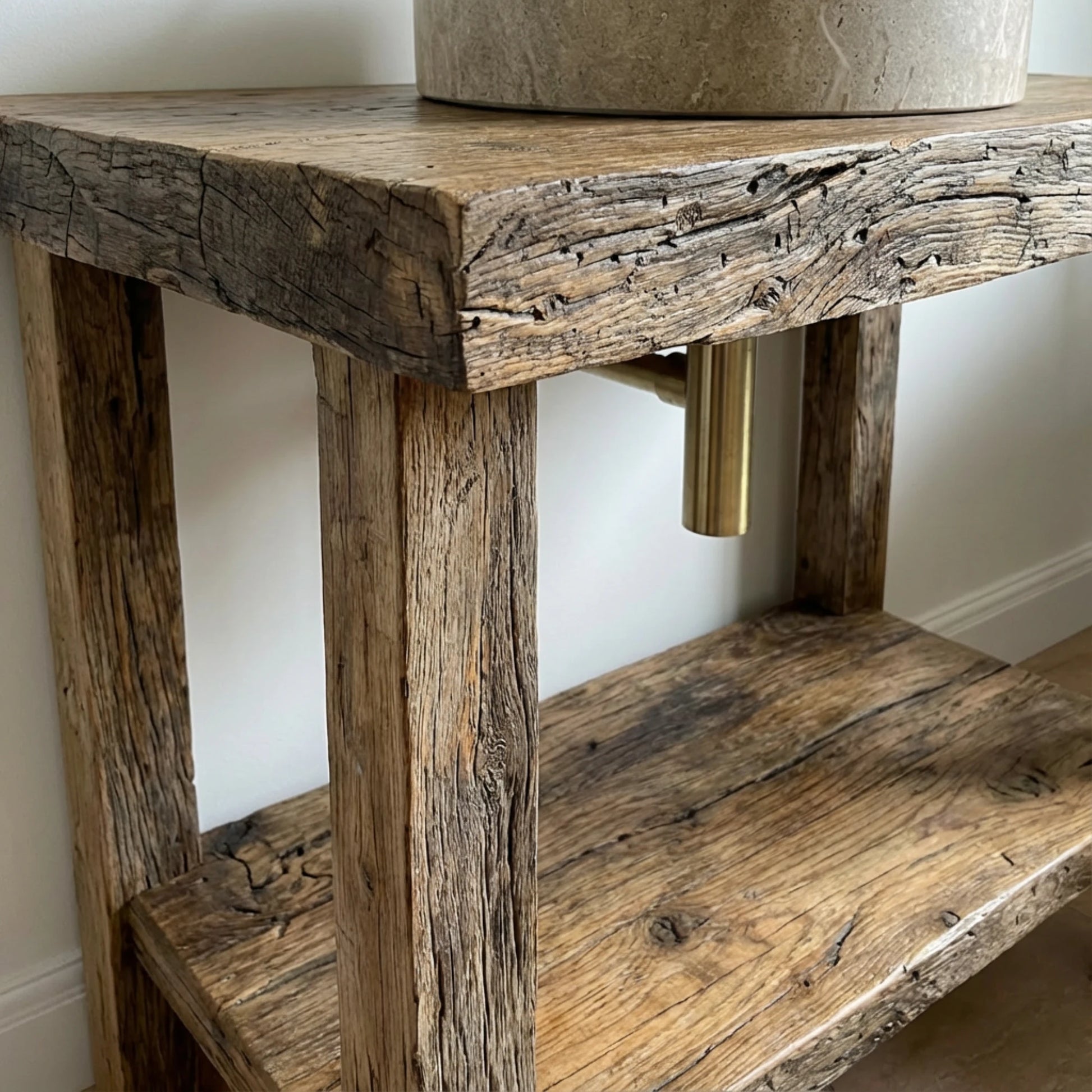 Rustic Bathroom Single or Double Sinks Vanity - Narrow Live Edge Wood