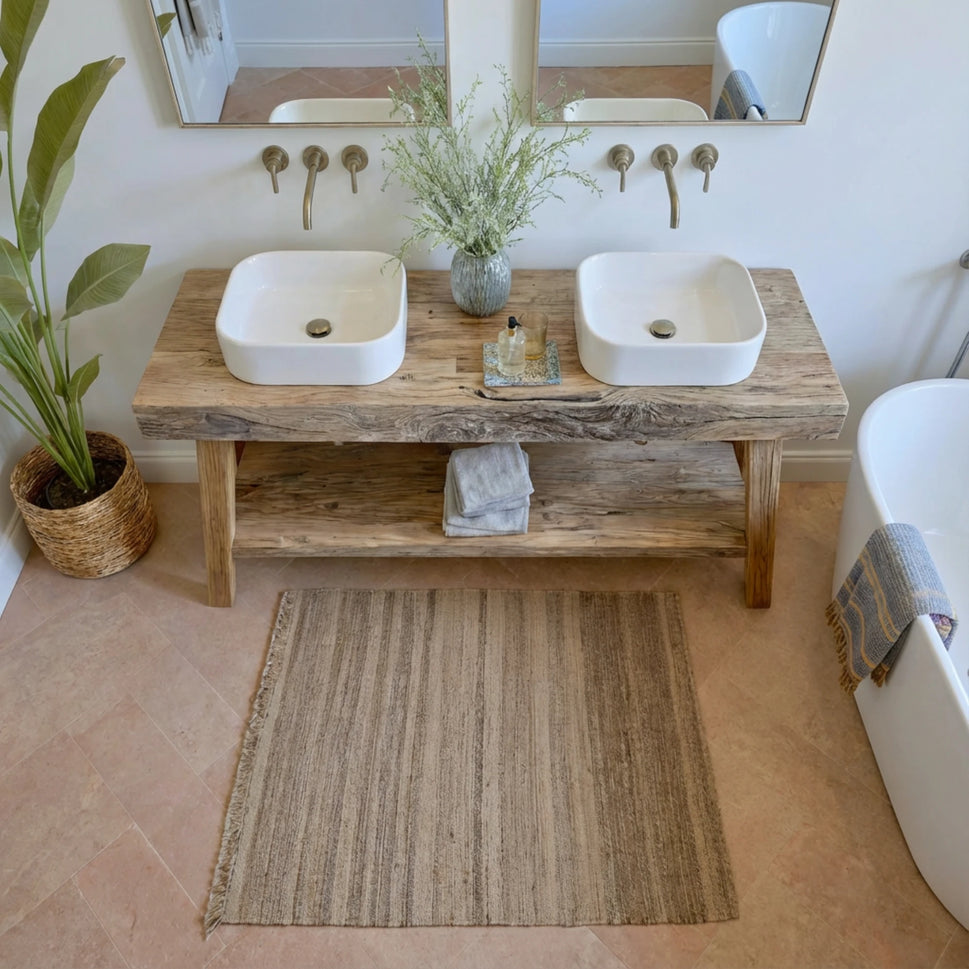 Rustic Bathroom Single or Double Sinks Vanity - Narrow Live Edge Wood