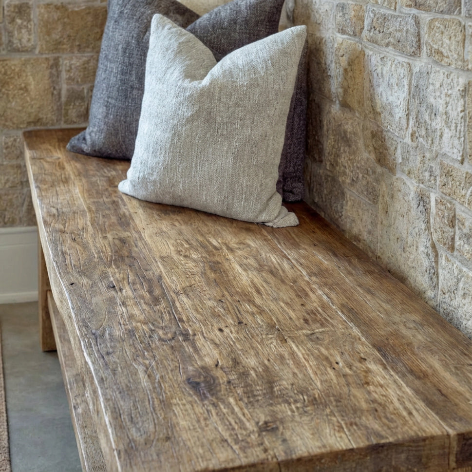 Rustic Entryway Wooden Console Table - Live Edge Wood Bench