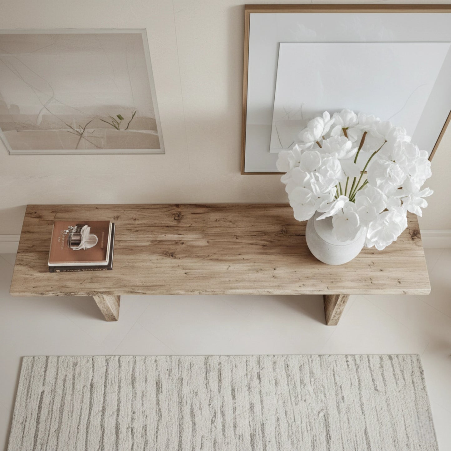 Rustic Entryway Wooden Console Table - Live Edge Wood Bench