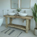 Switch Rustic Bathroom Single or Double Sinks Vanity - Narrow Live Edge Wood 2 image