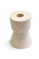 Switch Hourglass Travertine Taper Candle Holders – handcrafted natural beige travertine, view 2 2 image
