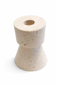 Hourglass Travertine Taper Candle Holders