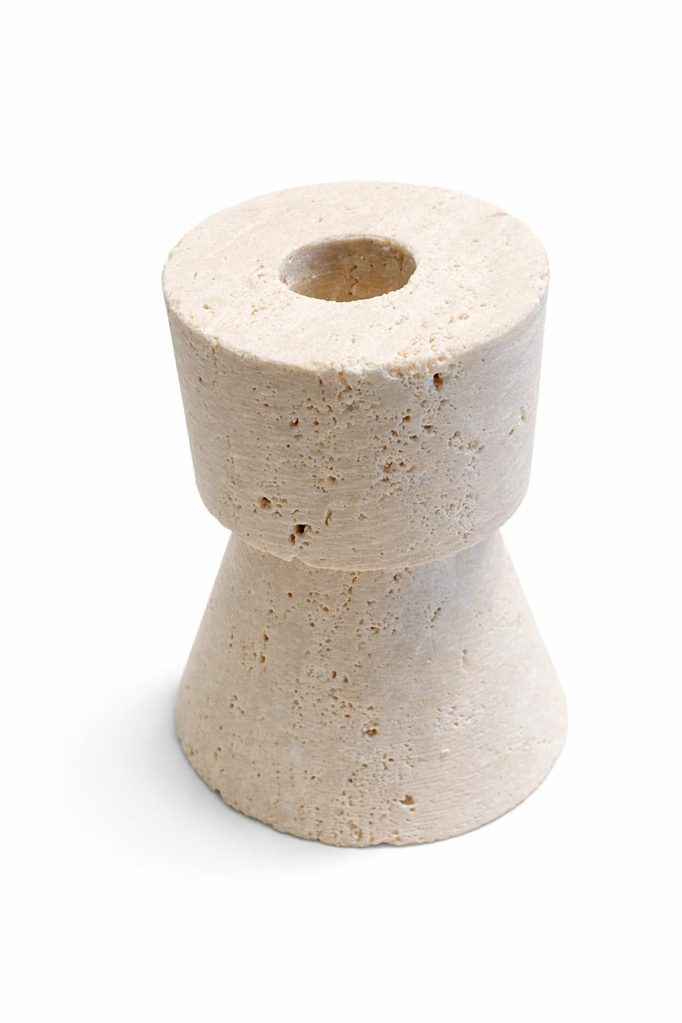 Hourglass Travertine Taper Candle Holders