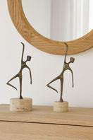 Switch Brass Dancer Figurines on Travertine Bases – handcrafted natural beige travertine, view 2 2 image