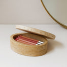 Switch Round Travertine Lidded Box – handcrafted natural beige travertine, view 3 3 image
