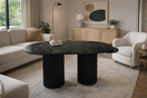 Switch Black Marble Oval Dining Table with Fluted Legs – handcrafted natural black marble, view 3 3 image