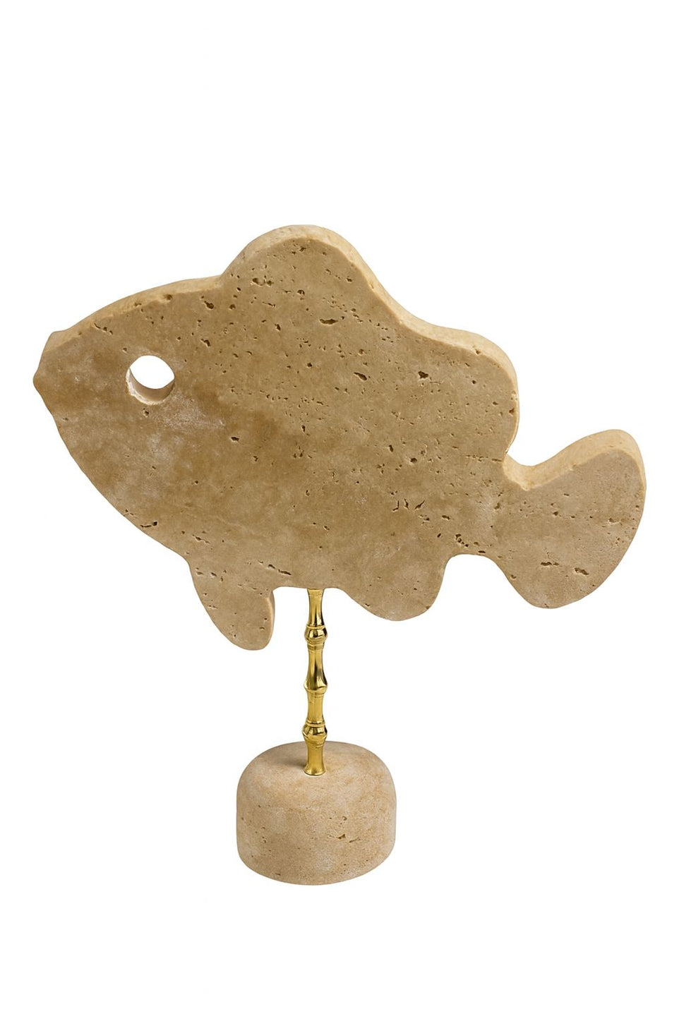 Travertine Fish Pair on Brass Stems