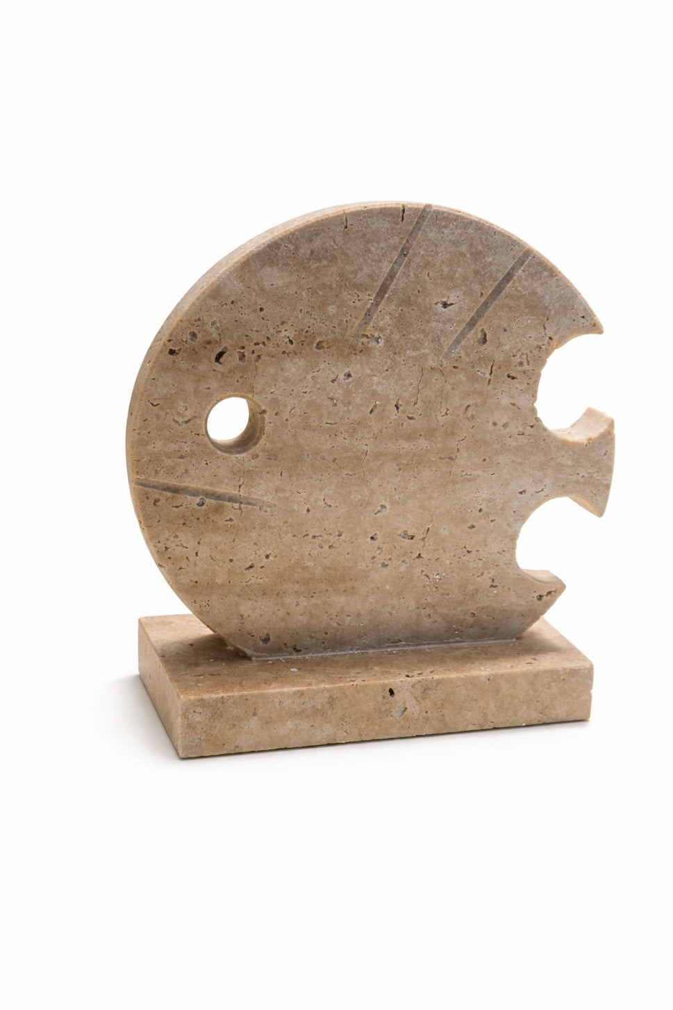 Travertine Fish Family Sculpture