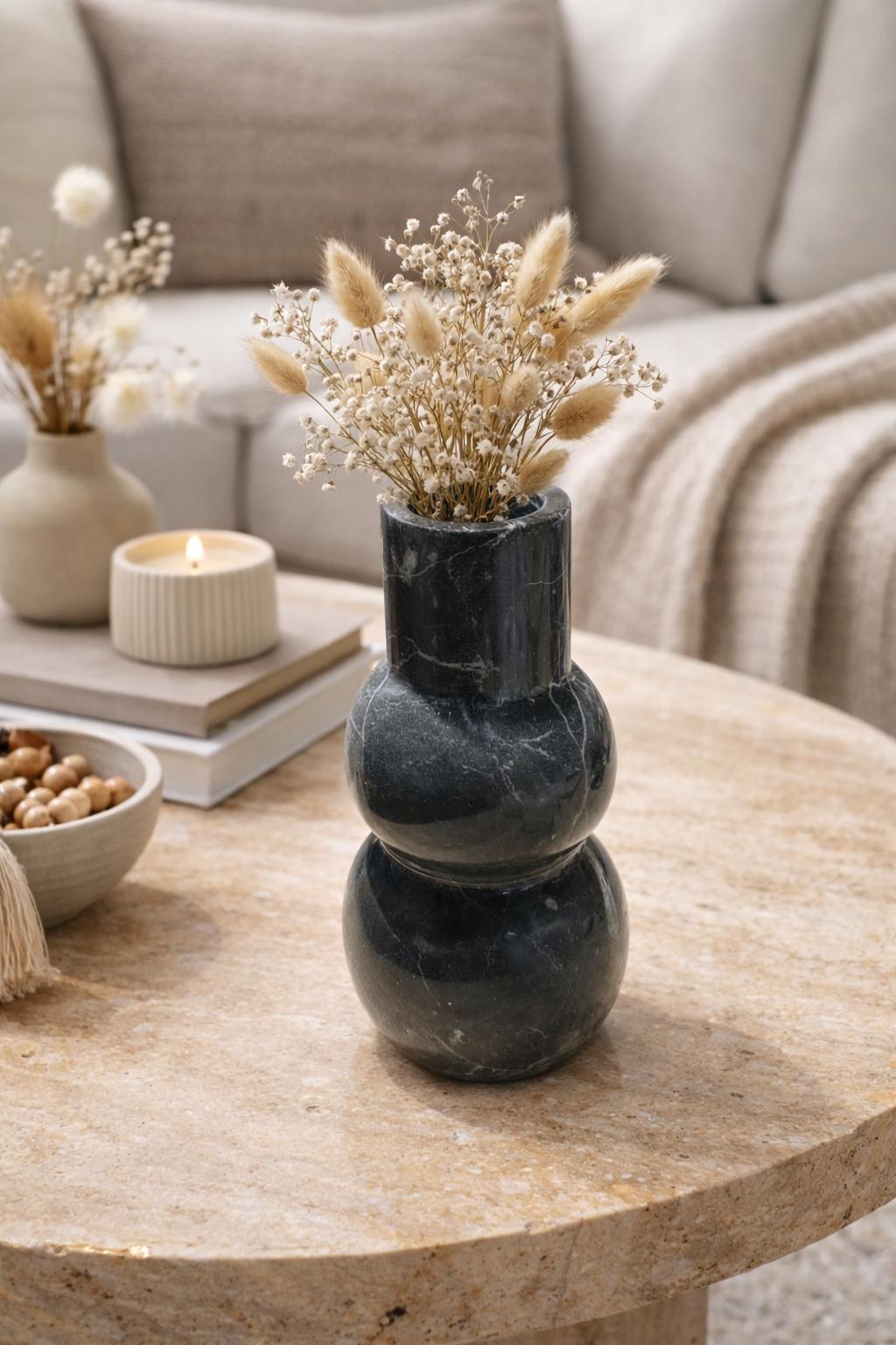 Black Marble Bubble Vase