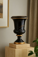 Switch Black Marble Urn Vase with Gold Accents – handcrafted natural black marble, view 2 2 image