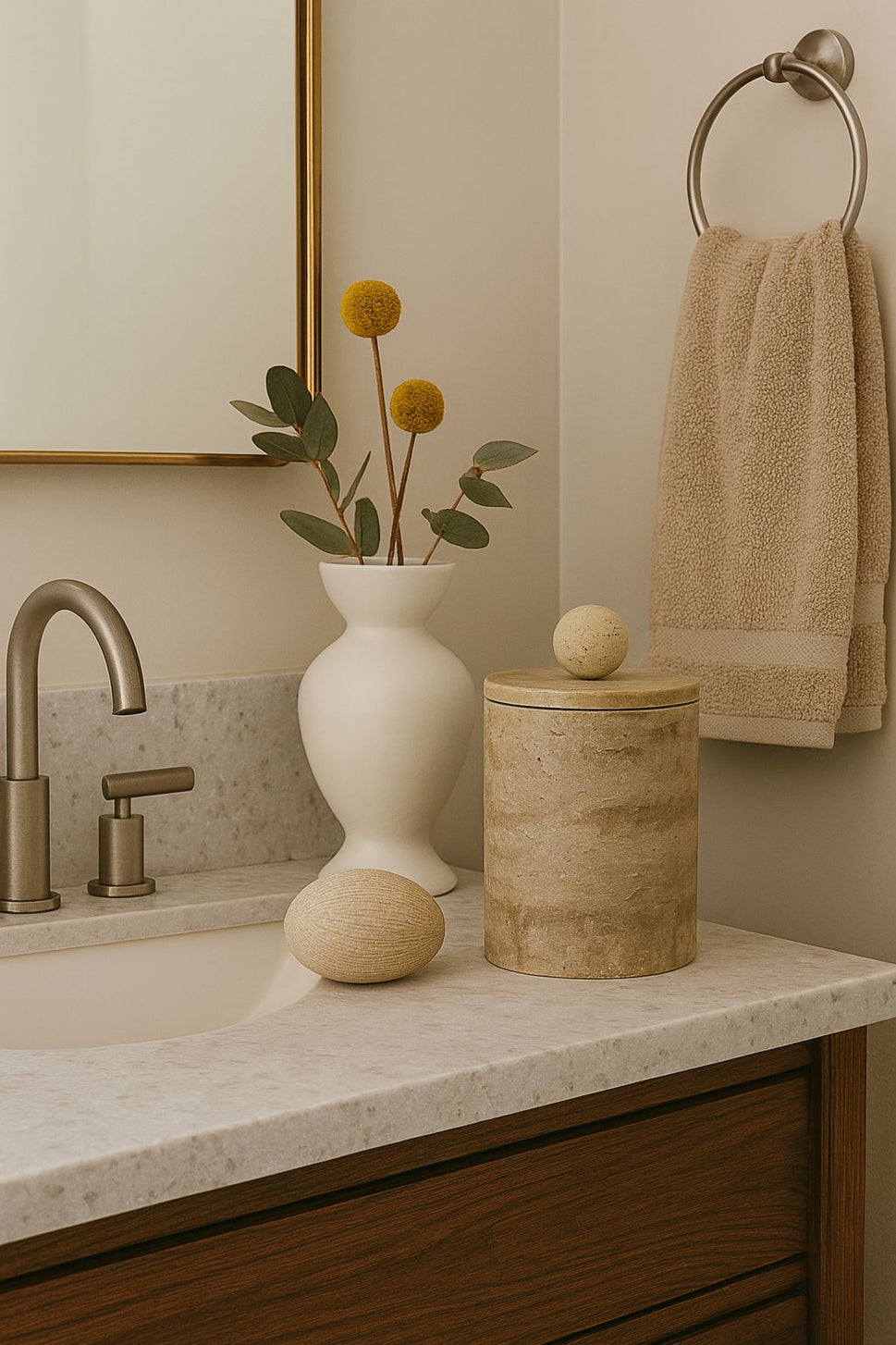 Stacked Travertine Candle Holder