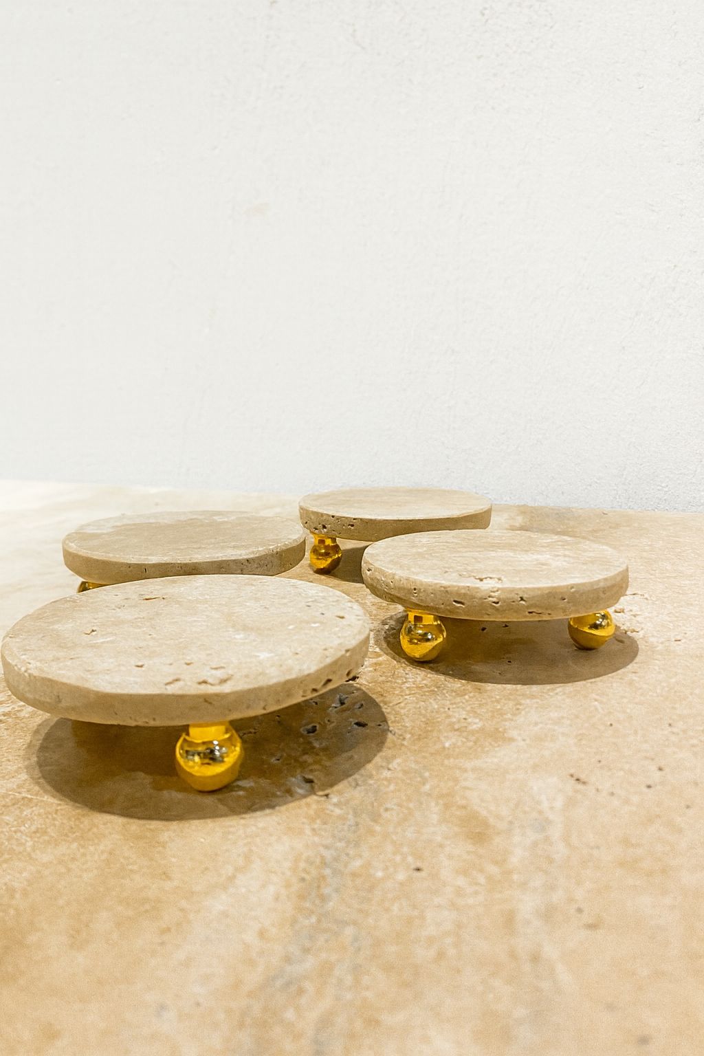 Travertine Coasters with Gold Feet