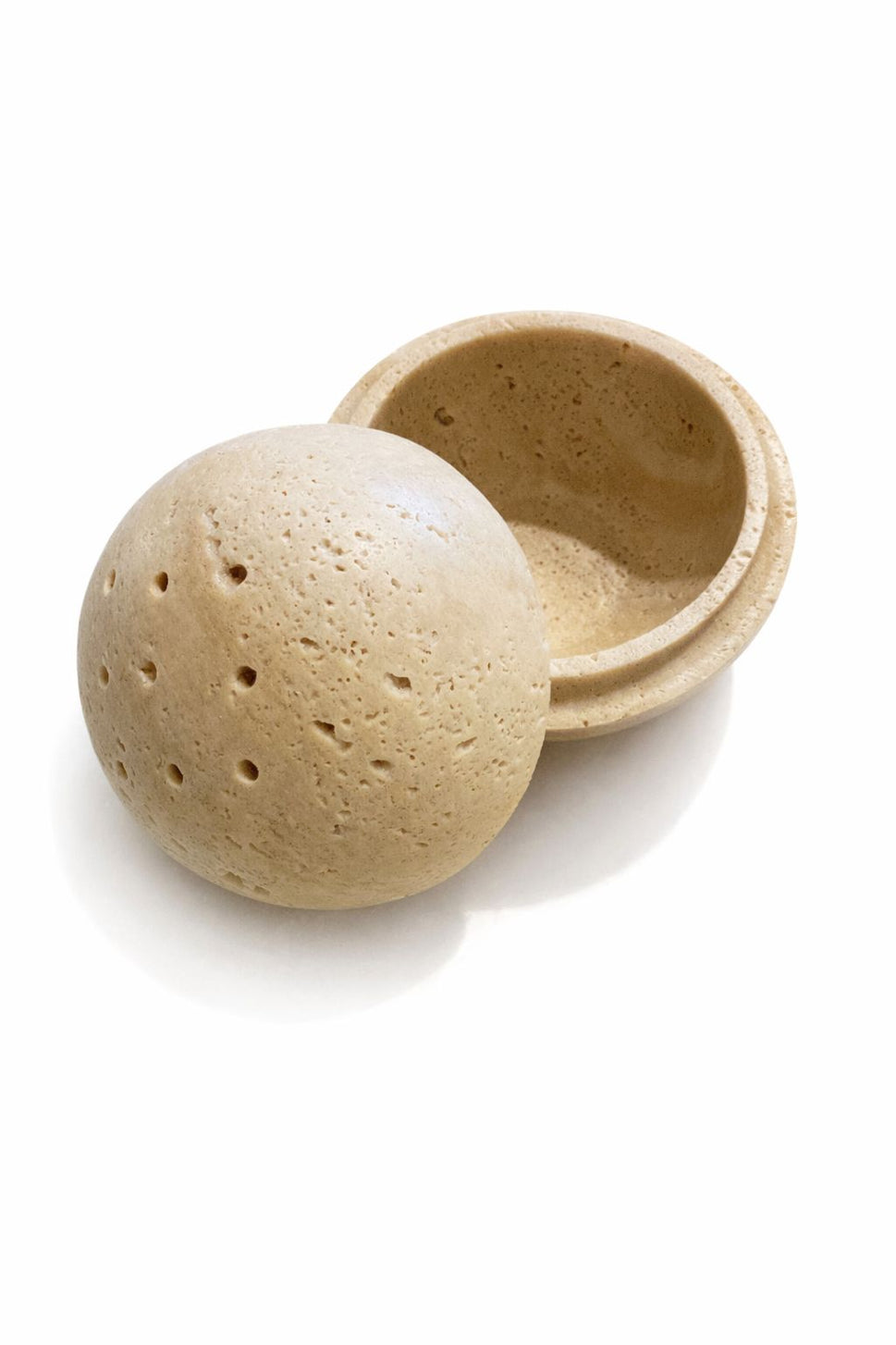 Travertine Lidded Sphere Box